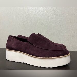 VINCE Women's Zeta Platform Loafers In Dahlia Wine Slip on Size 8.5